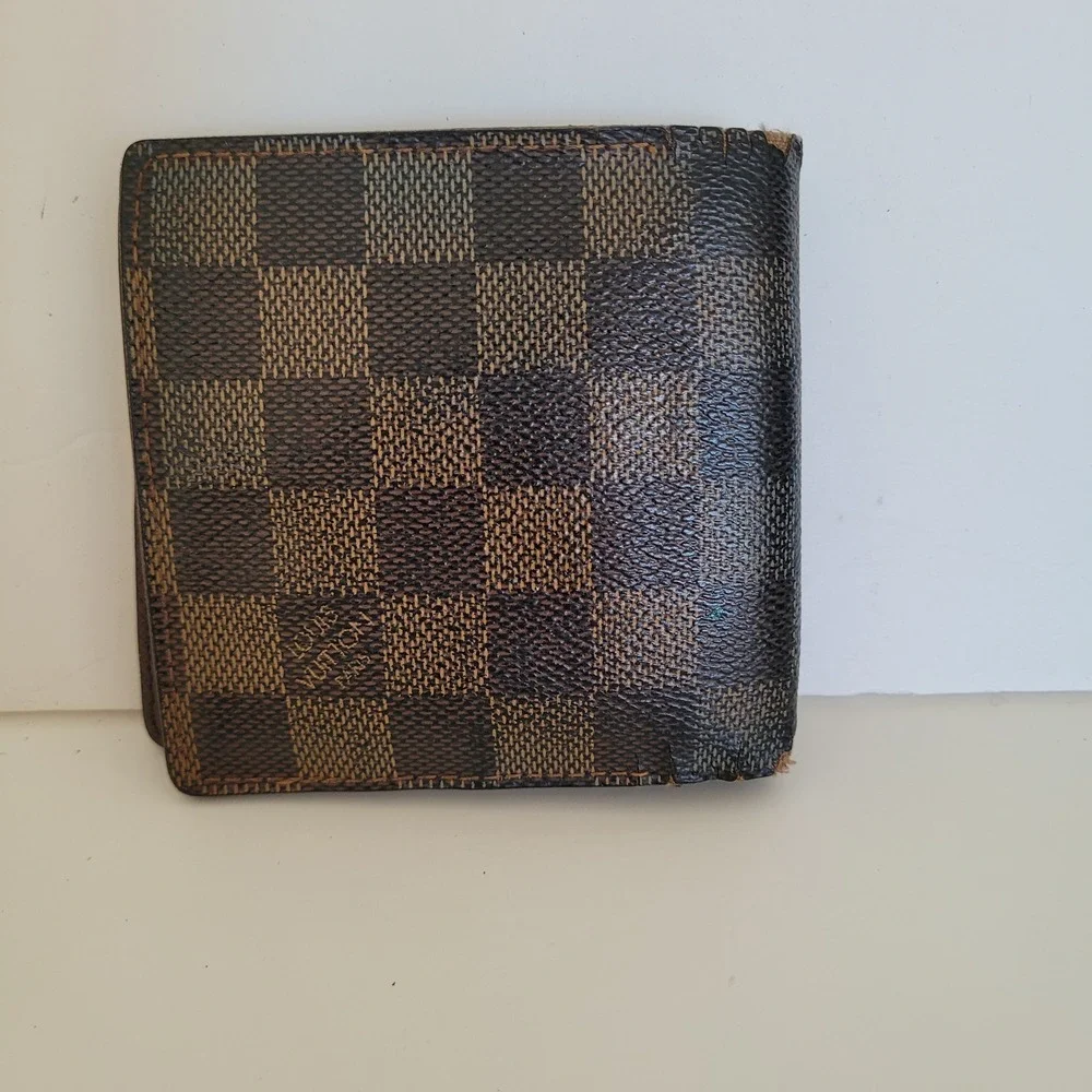 Louis Vuitton Marco Wallet Damier Ebene Bifold Brown Canvas CA0015 Mens